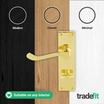 Victorian Scroll Polished Brass Lever Door Handle Pack - 64mm Bathroom Lock - tradefit - 7