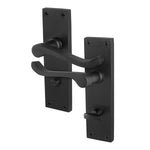 Victorian Scroll Matt Black Lever Door Handles - Bathroom - 1
