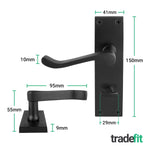 Victorian Scroll Matt Black Lever Door Handle Pack - 80mm Bathroom Lock - tradefit - 2