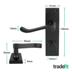 Victorian Scroll Matt Black Lever Door Handle Pack - 64mm Bathroom Lock - tradefit - 2