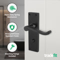 Victorian Scroll Matt Black Lever Door Handle Pack - 64mm Bathroom Lock - tradefit