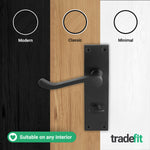 Victorian Scroll Matt Black Lever Door Handle Pack - 80mm Bathroom Lock - tradefit - 7