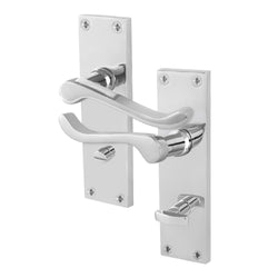 Victorian Scroll Polished Chrome Lever Door Handles - Bathroom