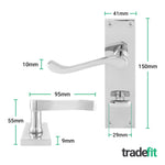 Victorian Scroll Polished Chrome Lever Door Handle Pack - 64mm Bathroom Lock - tradefit - 2