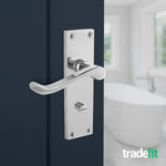 Victorian Scroll Polished Chrome Lever Door Handle Pack - 80mm Bathroom Lock - tradefit - 6