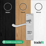 Victorian Scroll Polished Chrome Lever Door Handle Pack - 64mm Bathroom Lock - tradefit - 7