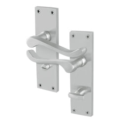 Victorian Scroll Satin Chrome Lever Door Handles - Bathroom