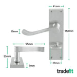 Victorian Scroll Satin Chrome Lever Door Handle Pack - 80mm Bathroom Lock - tradefit - 2