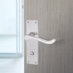 Victorian Scroll Satin Chrome Lever Door Handle Pack - 80mm Bathroom Lock - tradefit - 5