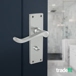 Victorian Scroll Satin Chrome Lever Door Handle Pack - 80mm Bathroom Lock - tradefit - 6