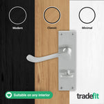 Victorian Scroll Satin Chrome Lever Door Handle Pack - 64mm Bathroom Lock - tradefit - 7