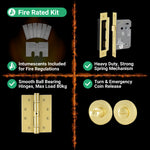 Nola Satin Brass Lever on Rose Door Handle Kit - Standard Duty FD30/60 - 80mm Bathroom Lock - tradefit - 6