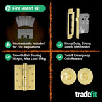 Bosa Satin Brass Lever on Rose Door Handle Kit - Standard Duty FD30/60 - 80mm Bathroom Lock - tradefit - 6