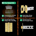Nola Satin Brass Lever on Rose Door Handle Kit - Standard Duty FD30/60 Rated - 76mm Latch - tradefit - 6