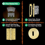 Nola Satin Brass Lever on Rose Door Handle Kit - Standard Duty FD30/60 - 80mm Sashlock - tradefit - 6