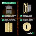 Bosa Satin Brass Lever on Rose Door Handle Kit - Standard Duty FD30/60 - 80mm Sashlock - tradefit - 6