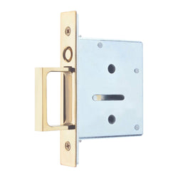 Sliding Door Auto Push Button Edge Finger Pull - Un - Lacquered Polished Brass - tradefit