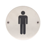 Circular Disc Navigation Signage - 76mm x 1.5mm - Screw Fixed - Male - tradefit - 1