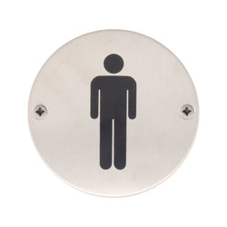 Circular Disc Navigation Signage - 76mm x 1.5mm - Screw Fixed - Male - tradefit