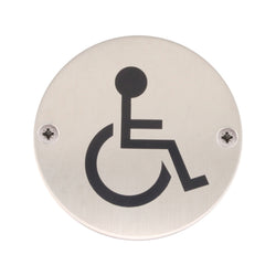 Circular Disc Navigation Signage - 76mm x 1.5mm - Screw Fixed - Wheelchair - tradefit