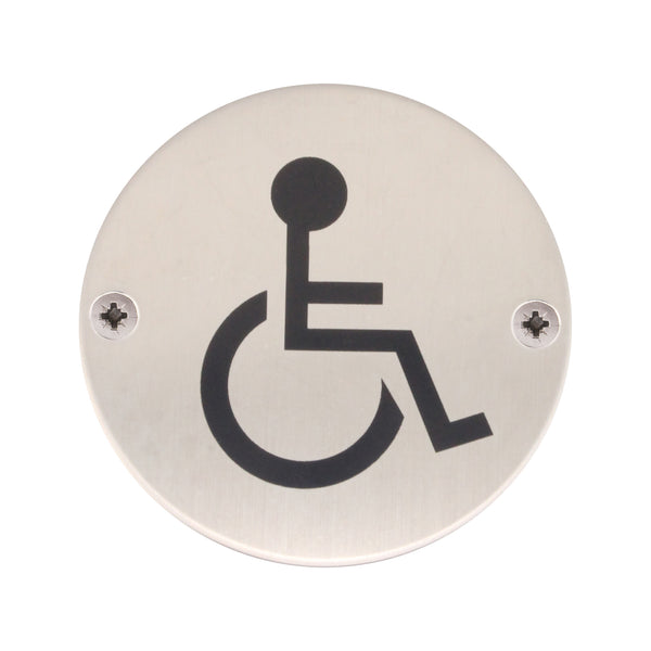Circular Disc Navigation Signage - 76mm x 1.5mm - Screw Fixed - Wheelchair - tradefit - Featured Image