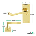 Victorian Scroll Polished Brass Lever Door Handle Pack - 64mm Latch - tradefit - 2