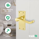 Victorian Scroll Polished Brass Lever Door Handle Pack - 64mm Latch - tradefit - 4