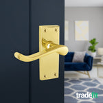 Victorian Scroll Polished Brass Lever Door Handle Pack - 64mm Latch - tradefit - 6
