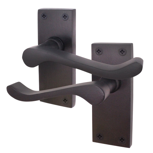 Victorian Scroll Matt Black Lever Door Handles - Latch - tradefit - Featured Image