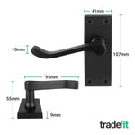 Victorian Scroll Matt Black Lever Door Handle Pack - 64mm Latch - tradefit - 2