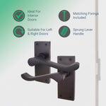 Victorian Scroll Matt Black Lever Door Handles - Latch - tradefit - 2