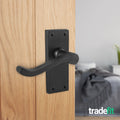 Victorian Scroll Matt Black Lever Door Handles - Latch - tradefit