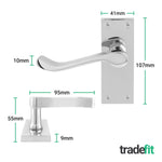 Victorian Scroll Polished Chrome Lever Door Handle Pack - 64mm Latch - tradefit - 2