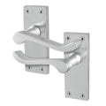 Victorian Scroll Satin Chrome Lever Door Handles - Latch