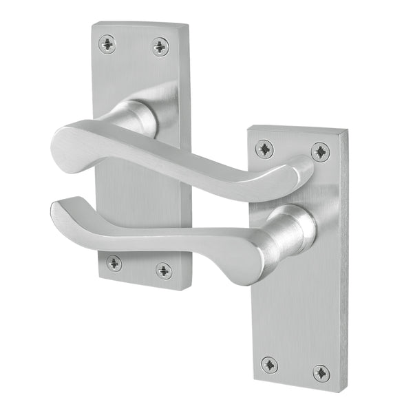 Victorian Scroll Satin Chrome Lever Door Handles - Latch - Featured Image