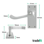 Victorian Scroll Satin Chrome Lever Door Handle Pack - 64mm Latch - tradefit - 2