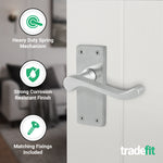 Victorian Scroll Satin Chrome Lever Door Handle Pack - 76mm Latch - tradefit - 4