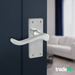 Victorian Scroll Satin Chrome Lever Door Handle Pack - 76mm Latch - tradefit - 6