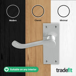 Victorian Scroll Satin Chrome Lever Door Handle Pack - 64mm Latch - tradefit - 7