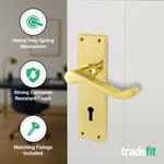 Victorian Scroll Polished Brass Lever Door Handle Pack - 64mm Sashlock - tradefit - 4