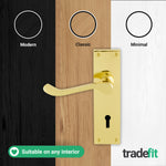 Victorian Scroll Polished Brass Lever Door Handle Pack - 64mm Sashlock - tradefit - 7