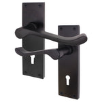 Victorian Scroll Matt Black Lever Lock Door Handles - Keyhole - tradefit - 1