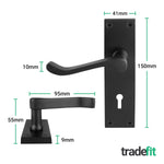 Victorian Scroll Matt Black Lever Door Handle Pack - 80mm Sashlock - tradefit - 2