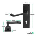 Victorian Scroll Matt Black Lever Door Handle Pack - 64mm Sashlock - tradefit