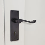 Victorian Scroll Matt Black Lever Lock Door Handles - Keyhole - tradefit - 8