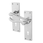 Victorian Scroll Polished Chrome Lever Lock Door Handles - Keyhole - 1