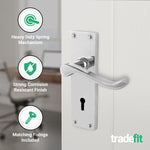 Victorian Scroll Polished Chrome Lever Door Handle Pack - 80mm Sashlock - tradefit - 4