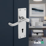 Victorian Scroll Polished Chrome Lever Door Handle Pack - 80mm Sashlock - tradefit - 6