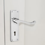 Victorian Scroll Polished Chrome Lever Door Handle Pack - 80mm Sashlock - tradefit - 6