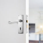 Victorian Scroll Polished Chrome Lever Door Handle Pack - 80mm Sashlock - tradefit - 7